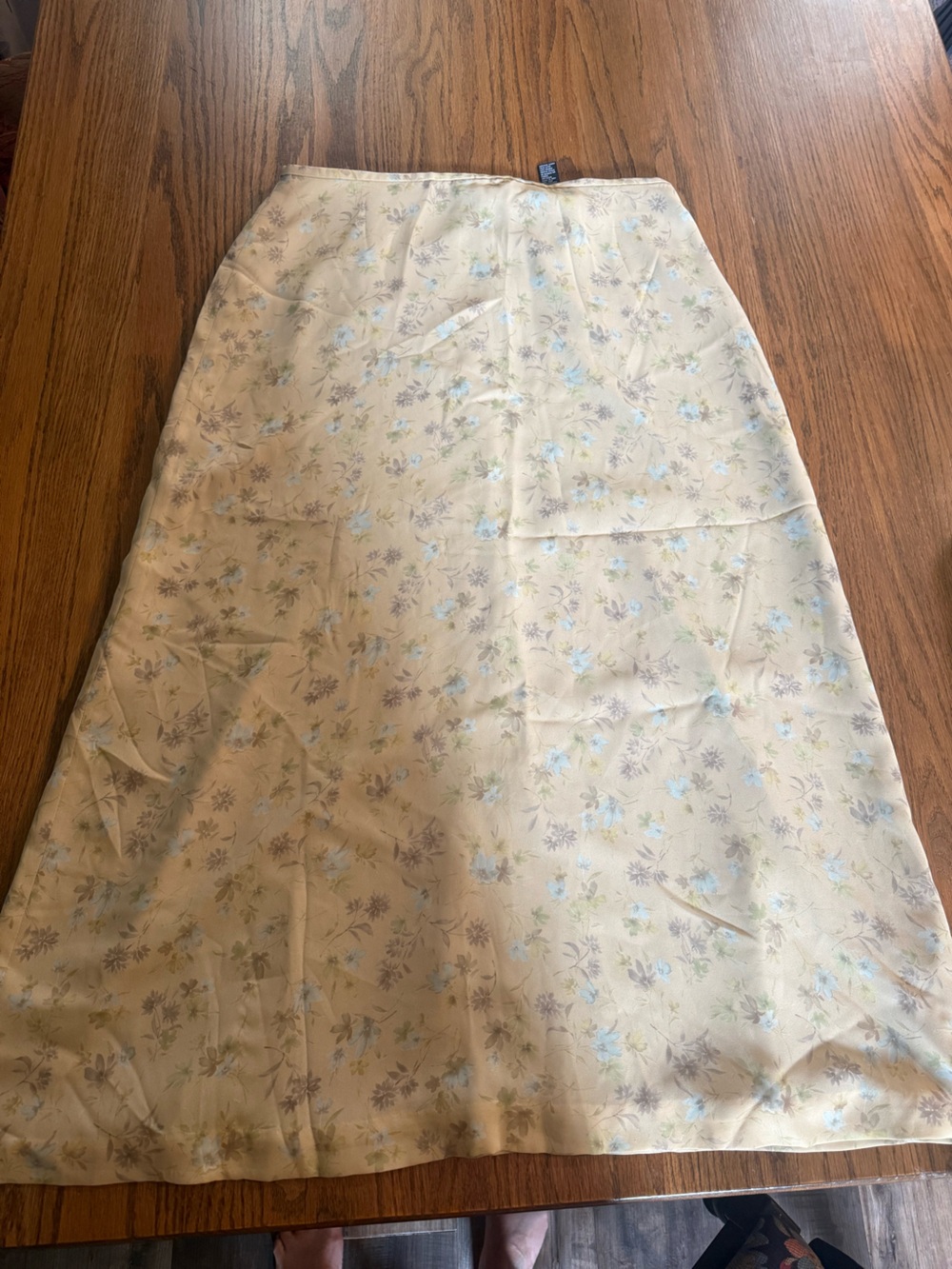 Josephine Chaus Cream Midi Skirt with Blue and Green Floral Print